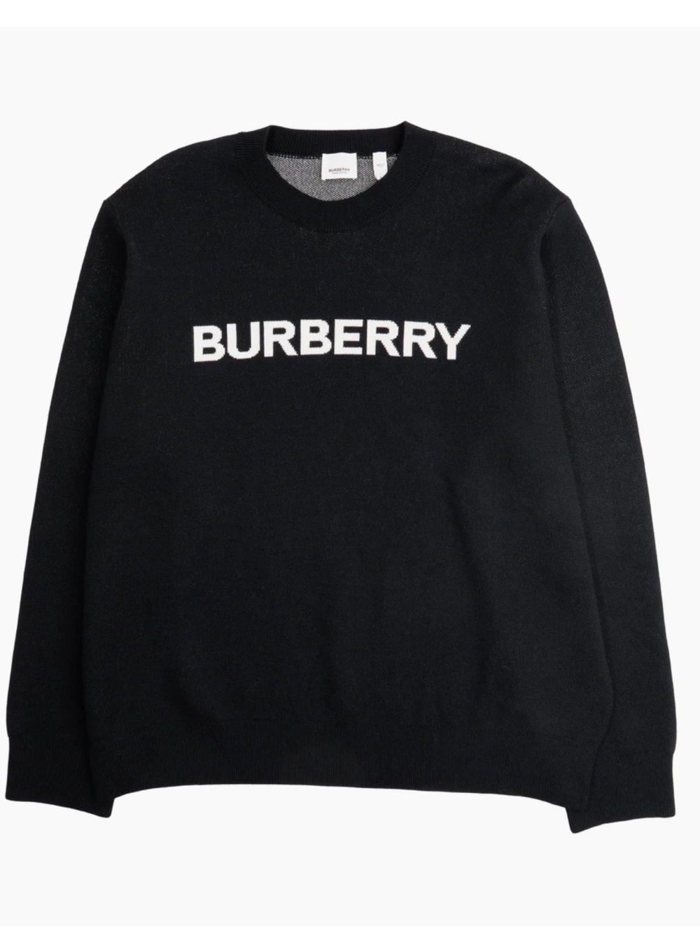 Burberry Black Crewneck Sweater with White Logo